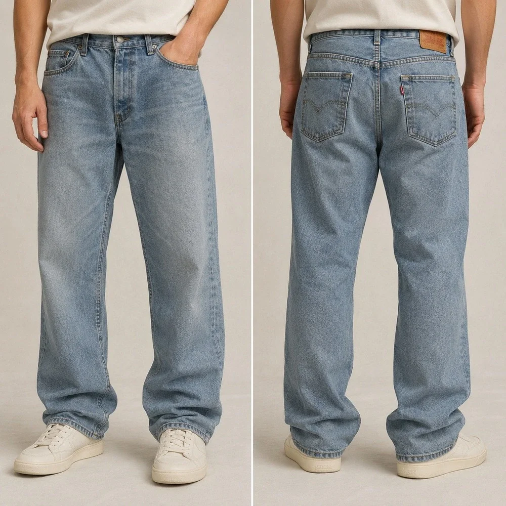 Levis 541 Athletic Taper Jeans Mens 34x32 Light Wash Blue Denim Zip Fly